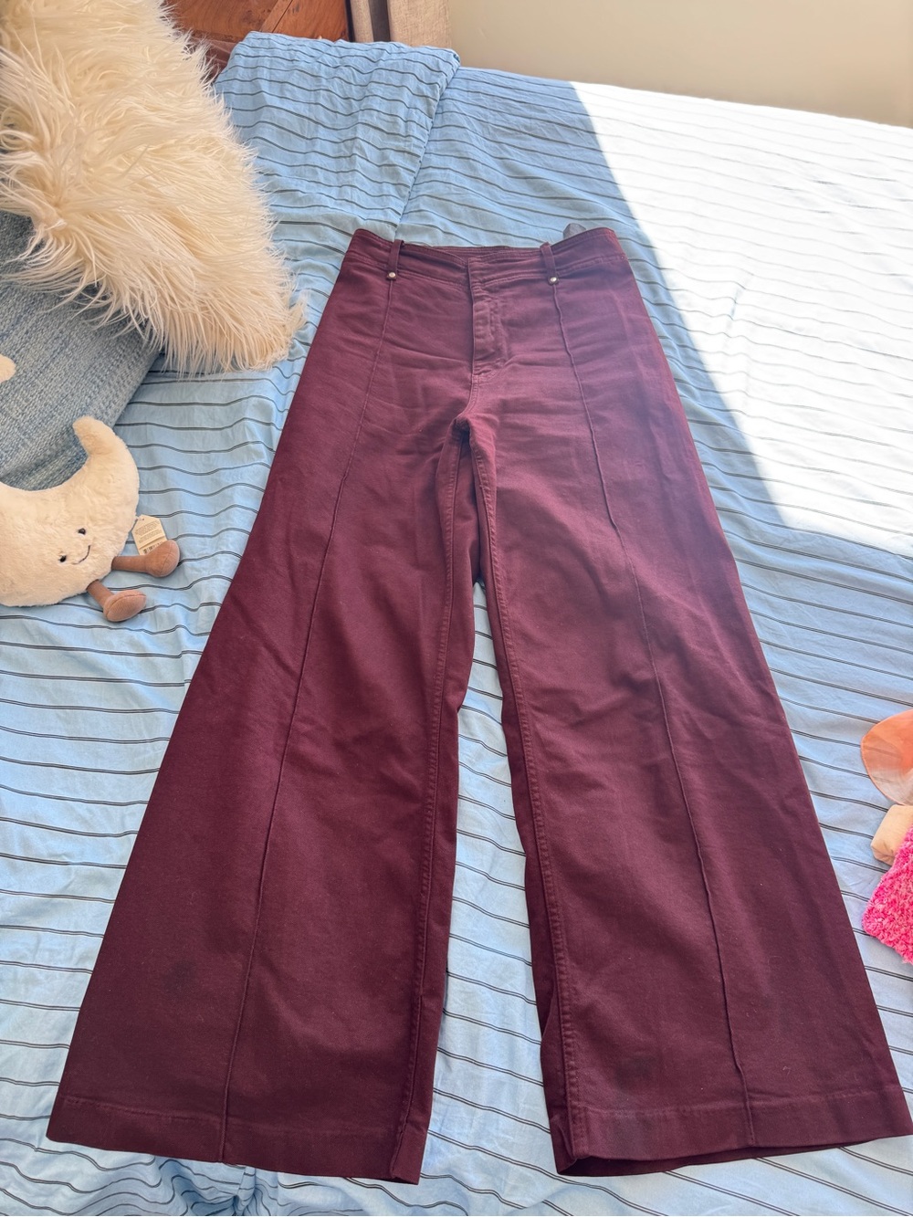 Zara Wide Leg Jeans - Deep Burgundy